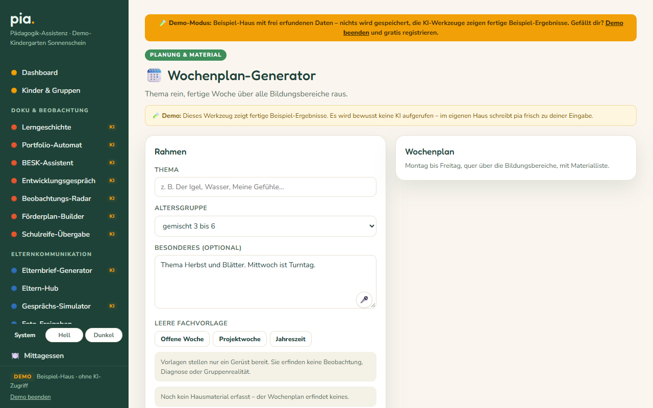 Produktansicht aus der Vorschau: Wochenplan-Generator mit Thema Herbst